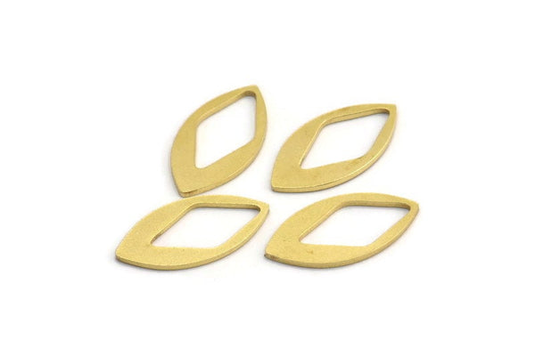 Brass Marquise Blank, 12 Raw Brass Diamond Shape Charms, Connectors (23x12x1mm) A4127