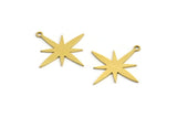 Brass Pole Star Charm, 24 Raw Brass, Brass Charms, Brass Pole Star Charms With 1 Loop (24x23x0.60mm) A4105