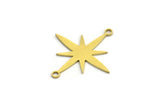 Brass Pole Star Charm, 24 Raw Brass, Brass Pendants, Brass Pole Star Charms With 2 Loops (26x23x0.60mm) A4106