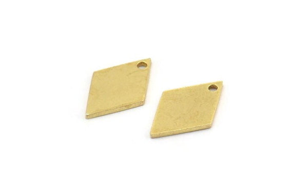Brass Diamond Charm, 24 Raw Brass Diamond Charms With 1 Hole (18x12x1mm) A3912