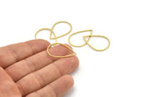 Brass Drop Charm, 24 Raw Brass Drop Connectors, Findings (19x27x0.80mm) A3893
