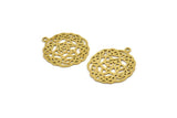 Brass Ethnic Charm, 8 Raw Brass Ethnic Motif Charms, Earring Charms With 1 Loop (24x21x0.60mm) A3880