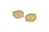 Brass Ethnic Charm, 8 Raw Brass Ethnic Motif Charms, Earring Charms With 2 Loops (27x21x0.60mm) A3914
