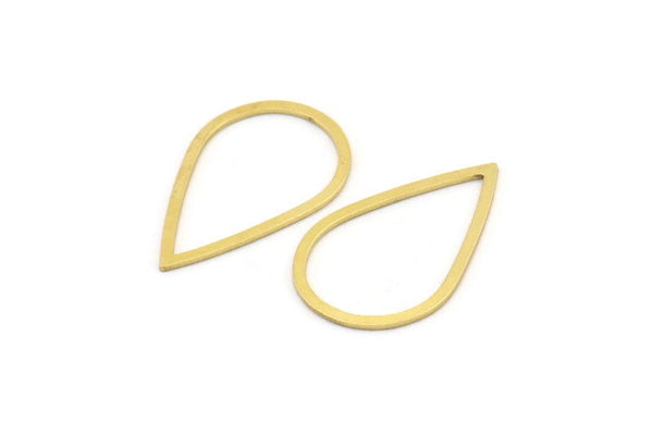 Brass Drop Charm, 24 Raw Brass Drop Connectors, Findings (20x31x1.5x0.80mm) A3888