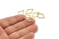 Brass Diamond Charm, 24 Raw Brass Open Diamond Ring Charms (14x21x1mm) A3904