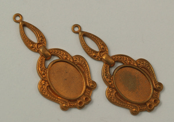 1vintage 42x20 Mm Copper Plated Brass Pendant Base (14x10 Mm)