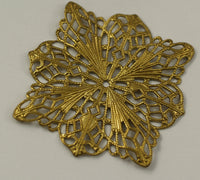 Vintage Textured Pendant, Vintage Raw Brass Filigree Pendant (48mm)