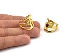 Brass Royal Ring, Raw Brass Royal Ring With 1 Stone Settings - Pad Size 6x4mm N2115