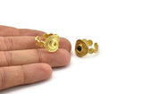 Brass Royal Ring, 2 Raw Brass Royal Rings With 1 Stone Settings - Pad Size 4mm N2118