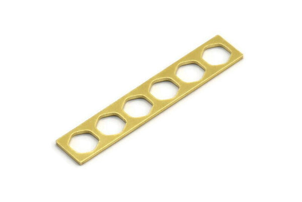 Brass Hexagon Blank, 8 Raw Brass Hexagon Blanks, Stamping Blanks (47x9x1mm) A4137
