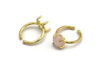 Brass Ring Settings, 4 Raw Brass Adjustable 4 Claw Ring - Ring Stone Setting - Pad Size 10mm N2121