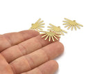 Brass Sun Charm, 24 Raw Brass Sun Charms With 1 Loop (25x16x1mm) M03374