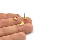 Brass Flower Earring, 12 Raw Brass Tulip Flower Shaped Stud Earrings (8x7x1mm) A3933