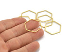 Brass Hexagon Charm, 24 Raw Brass Hexagon Rings (25x1mm) Bs 1227