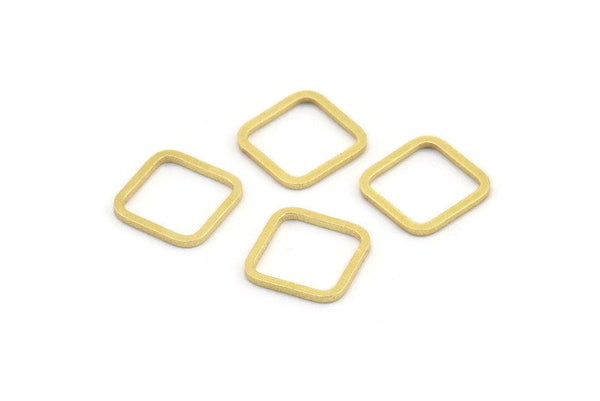 Square Brass Charm, 50 Raw Brass Square Connectors (10x0.80mm) A4148