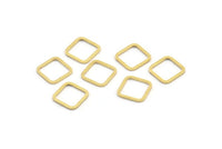 Square Brass Charm, 50 Raw Brass Square Connectors (10x0.80mm) A4148