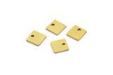 Brass Square Charm, 50 Raw Brass Tiny Square Charms With 1 Hole (6x0.80mm) A4131