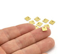 Brass Square Charm, 50 Raw Brass Tiny Square Charms With 1 Hole (6x0.80mm) A4131