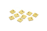 Brass Square Charm, 50 Raw Brass Tiny Square Charms With 1 Hole (6x0.80mm) A4131