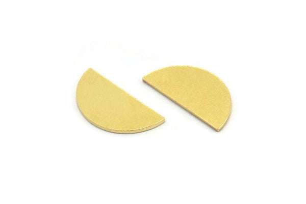 Semi Circle Blank, 24 Raw Brass Half Moon Blanks Without Holes (13x7x0.60mm) A4158