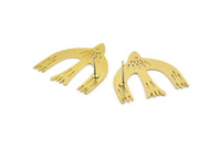 Brass Bird Earring, 4 Raw Brass Bird Stud Earrings (28x31x0.60mm) A3706