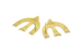Brass Bird Earring, 4 Raw Brass Bird Stud Earrings (28x31x0.60mm) A3706