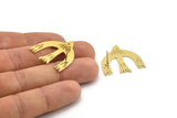 Brass Bird Earring, 4 Raw Brass Bird Stud Earrings (28x31x0.60mm) A3706