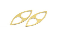 Brass Marquise Charm, 12 Raw Brass Drop Pattarned Marquise Shaped Charms, Connectors, Blanks (39x15x0.80mm) A3934