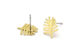 Brass Leaf Earring, 10 Raw Brass Leaf Shaped Stud Earrings, Findings (12x10x0.60mm) A3939