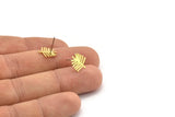 Brass Leaf Earring, 10 Raw Brass Leaf Shaped Stud Earrings, Findings (12x10x0.60mm) A3939
