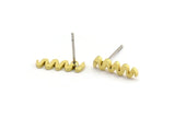 Earring Studs, 12 Raw Brass - Squiggly Shaped Earrings - Brass Earrings - Earrings (14x4x1mm) A3921