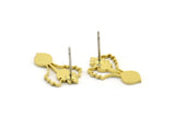 Brass Flower Earring, 10 Raw Brass Flower Shaped Stud Earrings (18x11x1mm) A3602