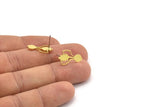 Brass Flower Earring, 10 Raw Brass Flower Shaped Stud Earrings (18x11x1mm) A3602