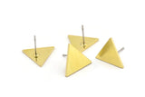 Brass Triangle Earring, 8 Raw Brass Triangle Stud Earrings (13x1mm) A3931