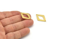 Brass Diamond Charm, 8 Raw Brass Diamond Charms With 2 Holes, Connectors (29x19x1mm) A3944