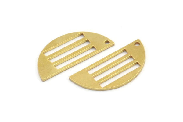 Yarım Daire Charm, 1 Delikli 10 Ham Pirinç Yarım Ay Charm (28x13x1mm) A4164