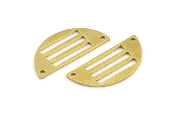 Yarım Daire Charm, 2 Delikli 10 Ham Pirinç Yarım Ay Charm (28x13x1mm) A4165
