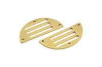 Semi Circle Charm, 10 Raw Brass Half Moon Charms With 3 Holes (28x13x1mm) A4166