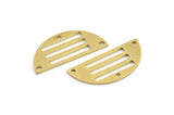 Semi Circle Charm, 10 Raw Brass Half Moon Charms With 3 Holes (28x13x1mm) A4166