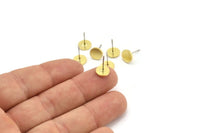 Brass Round Earring, 10 Raw Brass Round Stud Earrings (8x1mm) A4133 A4162
