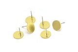 Brass Round Earring, 10 Raw Brass Round Stud Earrings (10x1mm) A4129