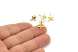 Brass North Star Earring, 12 Raw Brass Pole Star Shaped Stud Earrings (13x11x1mm) A4130
