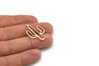 Brass Cactus Charm, 24 Raw Brass Cactus Charms With 1 Loop (31x20x0.70mm) M03390