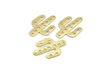 Brass Cactus Charm, 12 Raw Brass Cactus Charms With 2 Holes (28x20x0.70mm) M03386