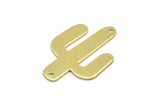 Brass Cactus Charm, 10 Raw Brass Cactus Charms With 2 Holes (28x20x0.70mm) M03392