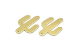 Brass Cactus Charm, 10 Raw Brass Cactus Charms With 2 Holes (28x20x0.70mm) M03392