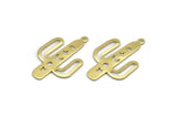 Brass Cactus Charm, 12 Raw Brass Cactus Charms With 1 Loop (31x20x0.70mm) M03388