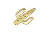Brass Cactus Charm, 12 Raw Brass Cactus Charms With 1 Loop (31x20x0.70mm) M03388
