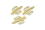 Brass Cactus Charm, 12 Raw Brass Cactus Charms With 1 Loop (31x20x0.70mm) M03388