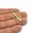 Brass Cactus Charm, 12 Raw Brass Cactus Charms With 1 Loop (31x20x0.70mm) M03388